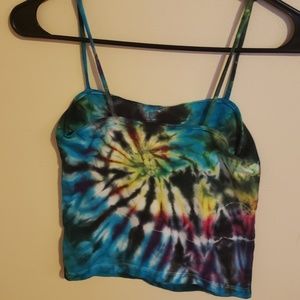 tie dye crop tank top women's juniors small